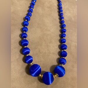 Elegant Blue and Gold Beaded Necklace